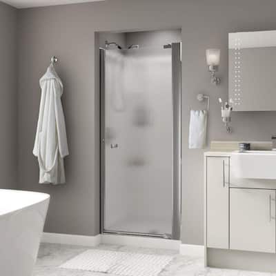 Contemporary 36 in. W x 64-3/4 in. H Semi-Frameless Pivot Shower Door in Chrome with 1/4 in. Tempered Rain Glass