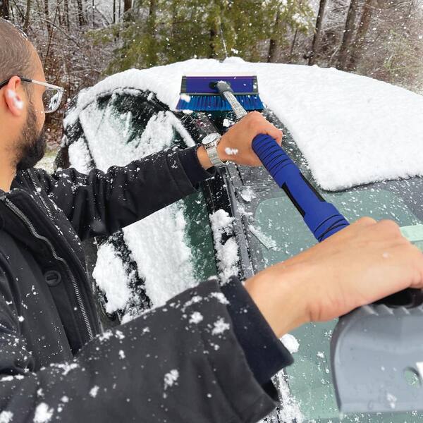 E-SDS 60" Extendable Snow Broom & Ice Scraper - Bendable Aluminum Pole With 12.2" Foam Head For Cars, Trucks & SUVs