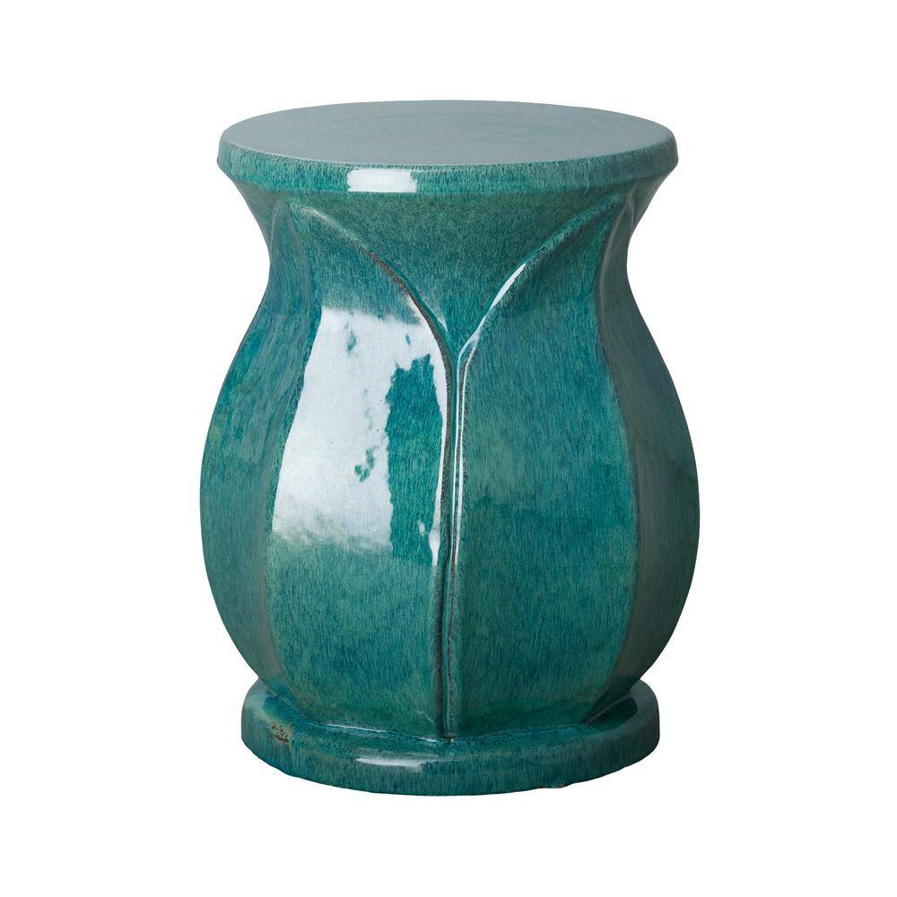 Lotus 18 in. H Teal Round Ceramic Garden Stool price history on PriceWatchPro