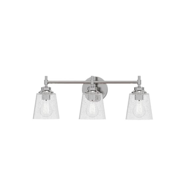 LumLight Montford 21.75 in. Plug and Play 3-Light Brushed Nickel Vanity Light with SkyPlug