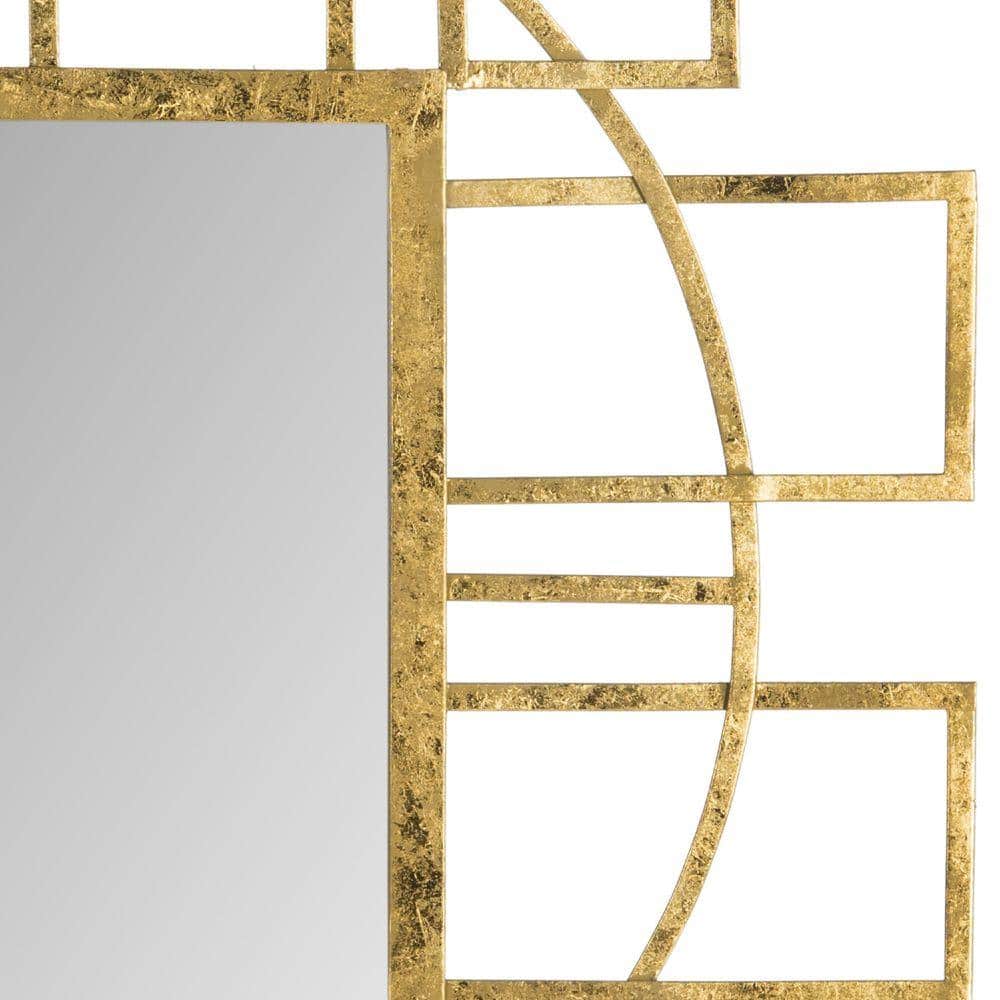 35" Gold Rectangular Wood Contemporary Wall Mirror