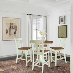 Olivia Hickory/Shell Solid Wood 36 in. Counter Height Pedestal Base Dining Table Seats 4