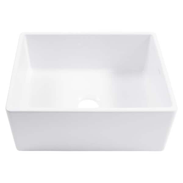 Austen 24 in. Farmhouse/Apron-Front Undermount Single Bowl Crisp White Fireclay Kitchen Sink