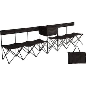 Portable 6-Seater Folding Team Sports Sideline Bench with Attached Cooler