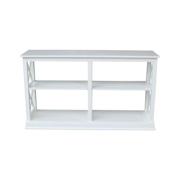 International Concepts Hampton 60 in. Pure White Standard Rectangle Wood Console Table with Shelves