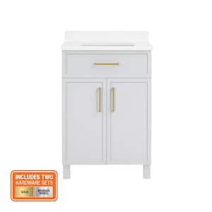 Bilston 24 in. W x 19 in. D x 34 in. H Single Sink Bath Vanity in Dove Gray with White Engineered Stone Top
