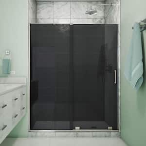 Mirage-X 56 in. to 60 in. W x 72 in. H Sliding Frameless Shower Door in Brushed Nickel with Tinted Glass