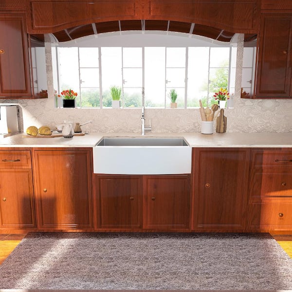 LORDEAR 36 in. x 20 in. Apron-Front Single Bowl 16-Gauge Stainless Steel Farmhouse Undermount Kitchen Sink with Bottom Grids