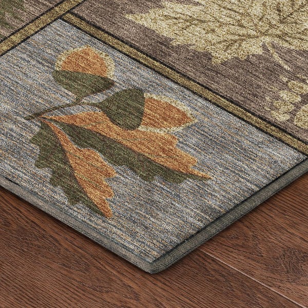 Mayfield Premium Machine Washable Abstract AMF2448 Chocolate 8 ft. x 10 ft. Area Rug