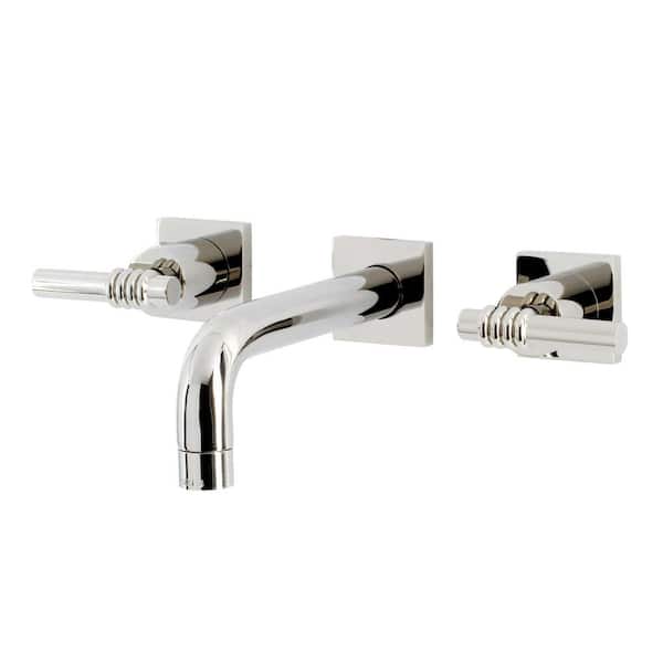 Kingston Brass Milano 2-Handle Wall-Mount Bathroom Faucets in Polished Nickel