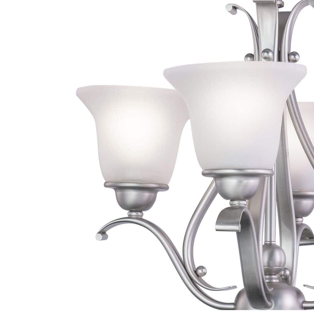 Monrovia Brushed Nickel Mini Chandelier with White Frosted Glass