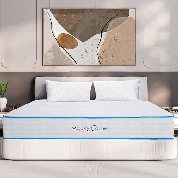 Unbranded Contemporary Twin with Pillows Medium Firm Hybrid 10 in. Bed-in-a-Box Mattress, CertiPUR-US Certified