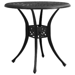 Garden Table Black 30.7 in. x 30.7 in. x 28.3 in. Cast Aluminum Outdoor Dining Table