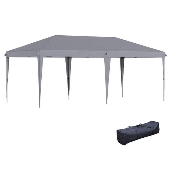 10 ft. x 20 ft. Pop up Canopy, Gray, Durable Outdoor Event and BBQ Tent for Outdoor Events Patio Garden Party.