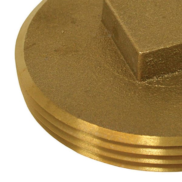 JONES STEPHENS - 3-1/2 in. Brass Raised Head Cleanout Plug 3-7/8 in. O.D. for DWV