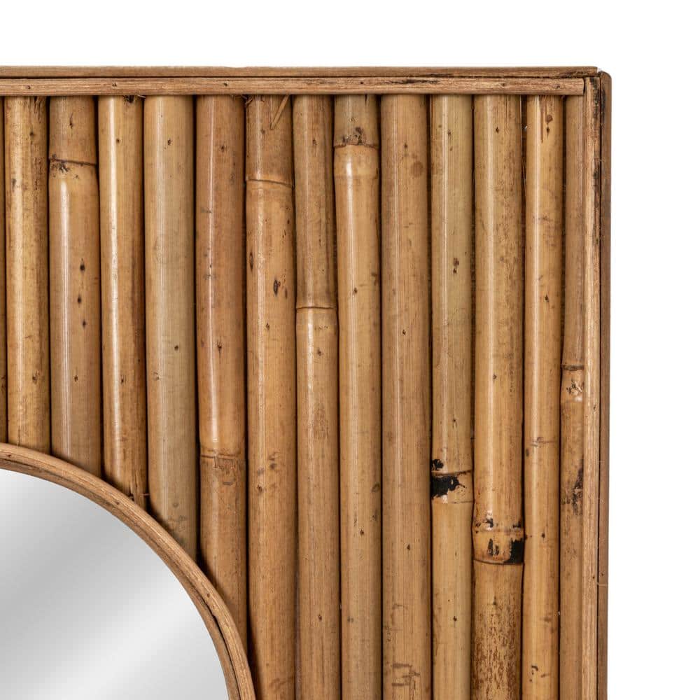Natural Rattan and Firwood Rectangular Wall Mirror