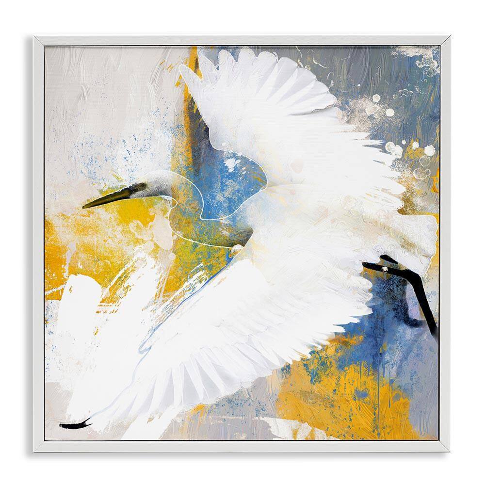 Modern Egret in Flight by Porter Hastings White Framed Animal Giclee Art Print 24 in. x 24 in. price history on PriceWatchPro
