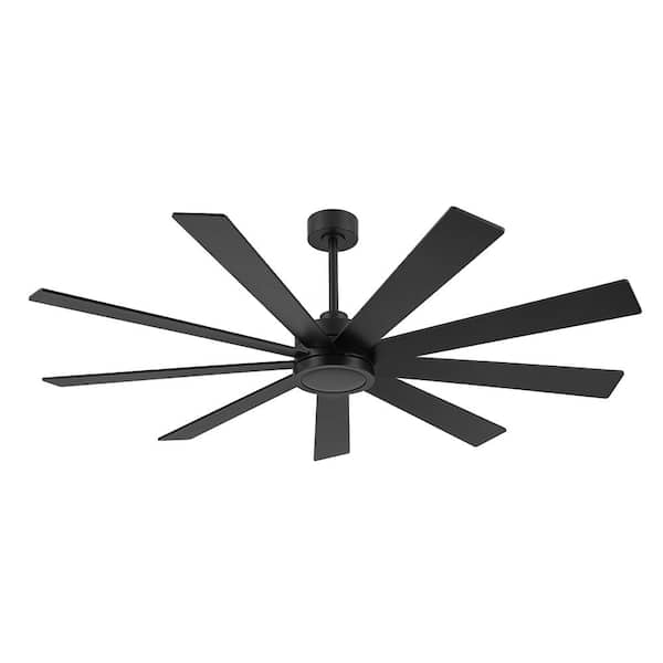 65 in. (5.4 ft.) Indoor Ceiling Fan Without Light, 8-Plywood Blades, Black
