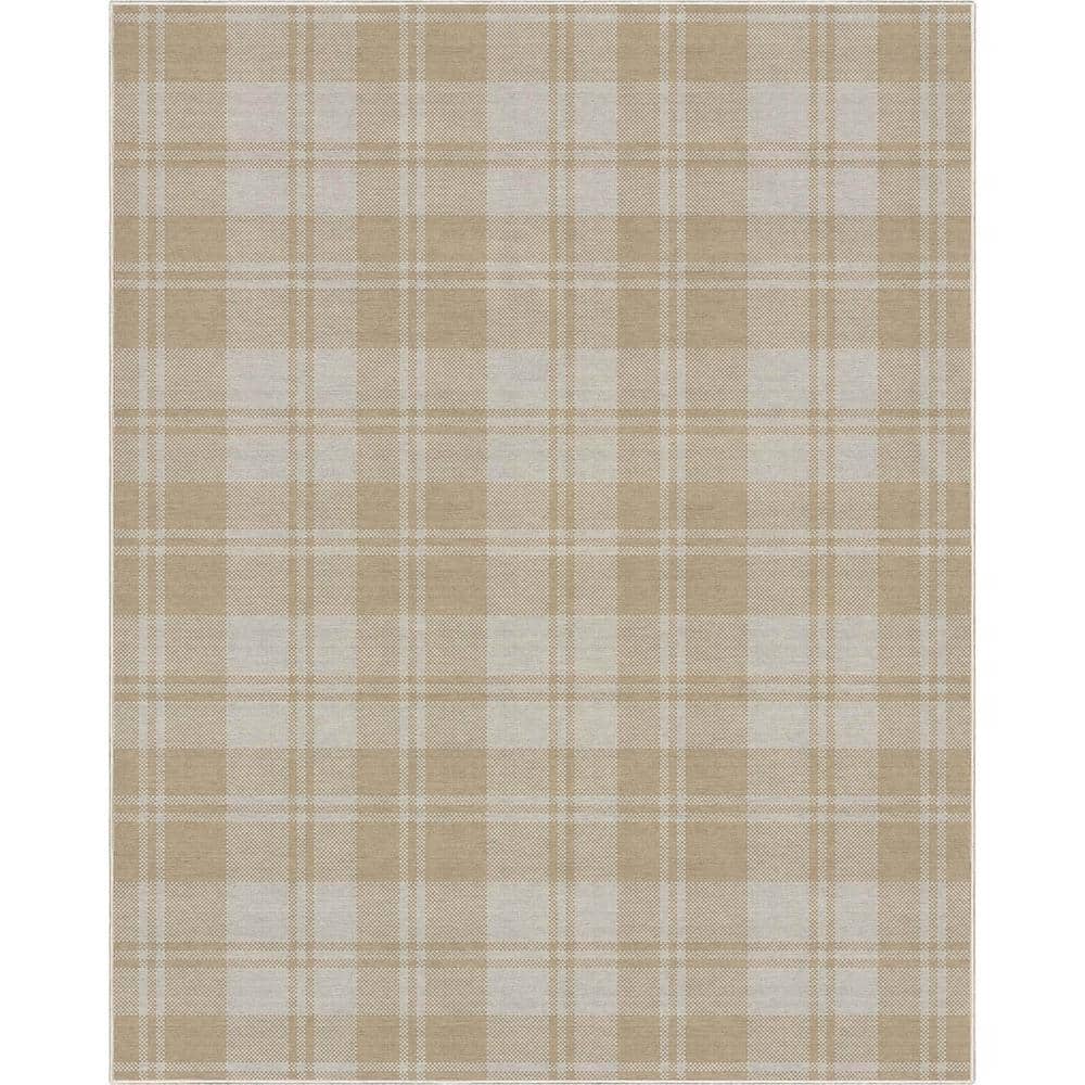 Beige Brown 5 ft. x 7 ft. Apollo Plaid Farmhouse Geometric Area Rug price history on PriceWatchPro