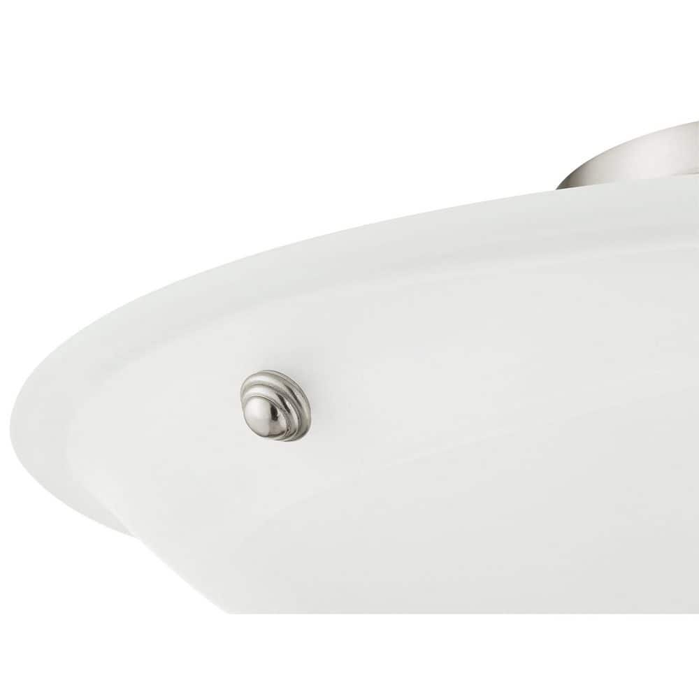 Oasis Brushed Nickel 3-Light LED Bowl Ceiling Mount with White Alabaster Glass