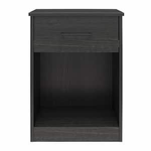 Pearce, 1 Drawer, 18 in W Nightstand Black Oak