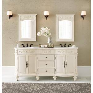 Chelsea 72 in. W x 22 in. D x 35 in. H Bathroom Vanity in Antique White with White Engineered Solid Surface Top