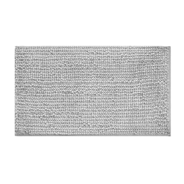 Butter Chenille Non-Slip Light Gray 20 in. x 34 in. Polyester Bath Mat