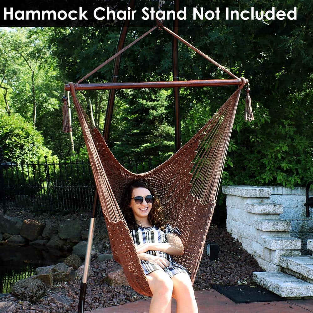 Mocha Extra Large Polyester Rope Hammock Chair Swing