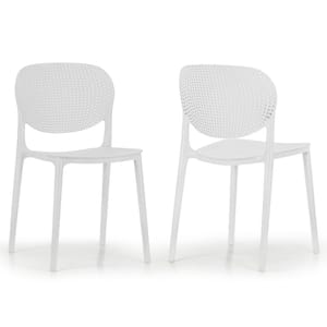 Balin White Plastic Dining Chairs Set of 2