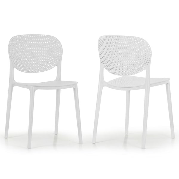 Glamour Home Balin White Plastic Dining Chairs Set of 2