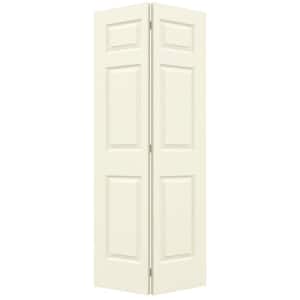 30 in. x 80 in. Colonist Vanilla Painted Textured Molded Composite Hollow Core Closet Bi-fold Door