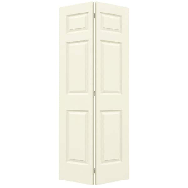 JELD-WEN 30 in. x 80 in. Colonist Vanilla Painted Textured Molded Composite Hollow Core Closet Bi-fold Door