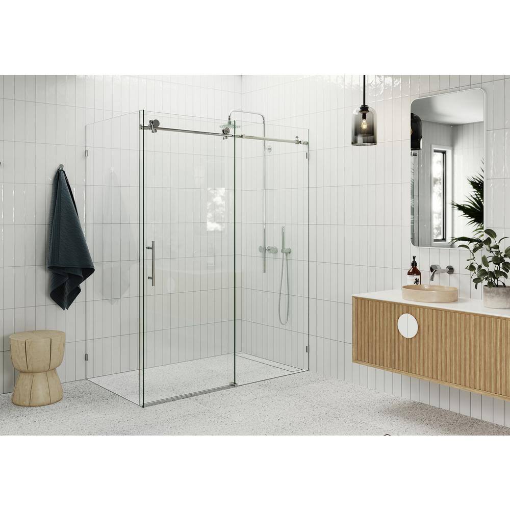 Nova 64" x 78" Frameless Sliding Glass Shower Enclosure in Polished Chrome