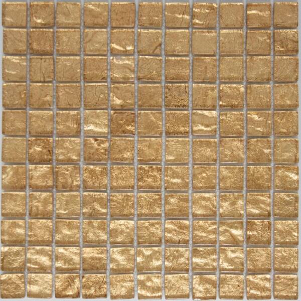 LTL Home Products 12 in. X 12 in. x 8 mm Tile Esque Champagne Shimmer Metallic Glass Mesh-Mounted Mosaic Tile