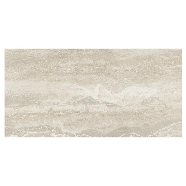 Essential Travertine Cream 4 in. x 0.37 in. Matte Porcelain Tile Sample