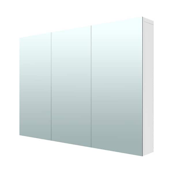 3-Door 36 in. W x 25.5 in. H Rectangular White MDF Steel Recessed or Surface Mount Medicine Cabinet with Mirror