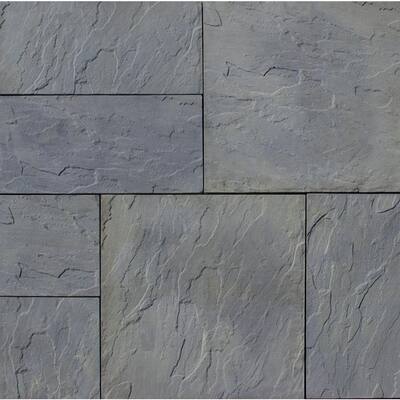 Patio-on-a-Pallet 120 in. x 120 in. x 1.5 in. Gray Variegated BasketWeave YorkStone Concrete Paver (Pallet of 37-Pieces)