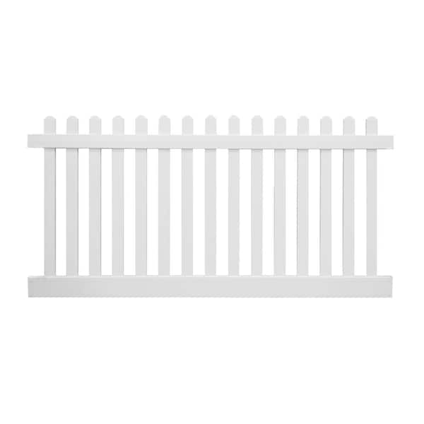 Plymouth 3 ft. H x 8 ft. W White Vinyl Picket Fence Panel Kit