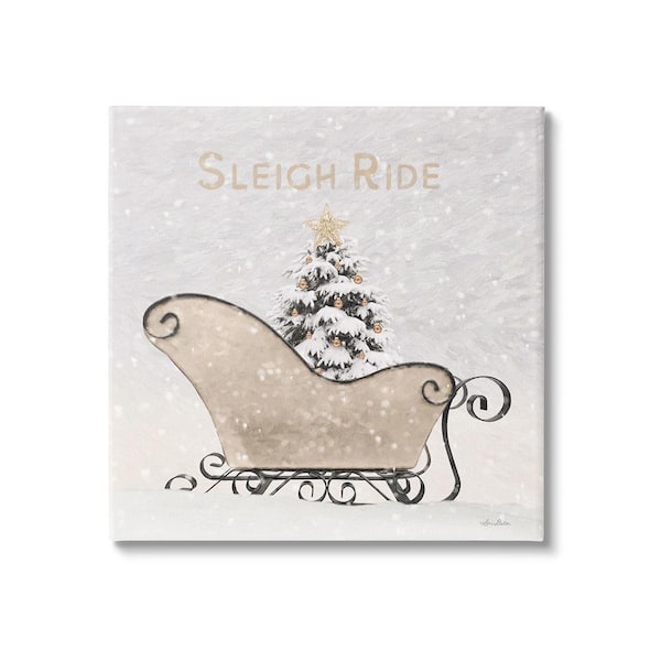 Stupell Industries Sleigh Ride Winter Scene byLori Deiter 1-Piece Unframed Graphic Print Typography Poster Art Print 30 in. x 30 in.