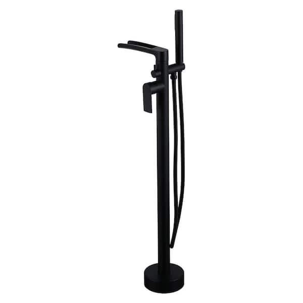 Single-Handle Freestanding Tub Faucet with Hand Shower in Matte Black