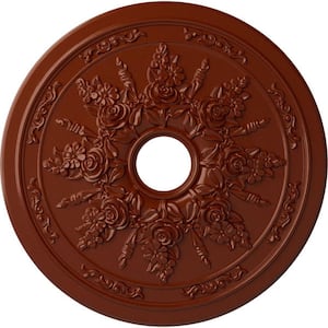 1-1/2 in. x 23-5/8 in. x 23-5/8 in. Polyurethane Rose and Ribbon Ceiling Medallion, Firebrick