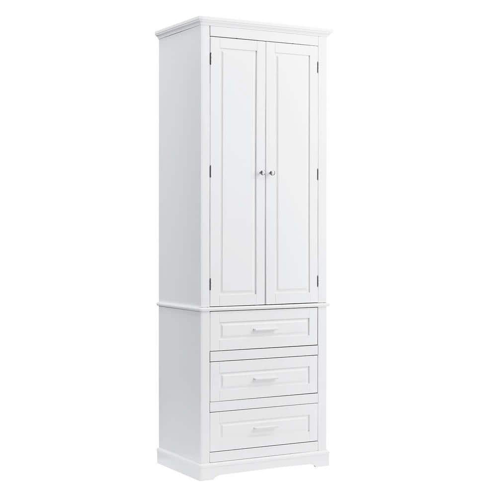 24 in. W x 15.7 in. D x 70 in. H White Linen Cabinet Tall Storage ...