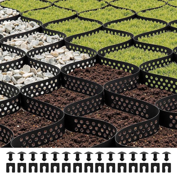 Gravel Grid 9 ft. W x 17 ft. L x 2 in. H Geocell Ground Grid 1885LBS Per Sq Patio Plastic Grid Paver for Slope Driveways