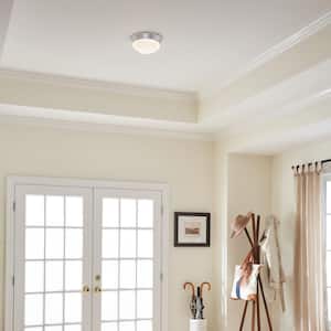 Ceiling Space 10 in. 1-Light Brushed Nickel Contemporary Hallway Flush Mount Ceiling Light