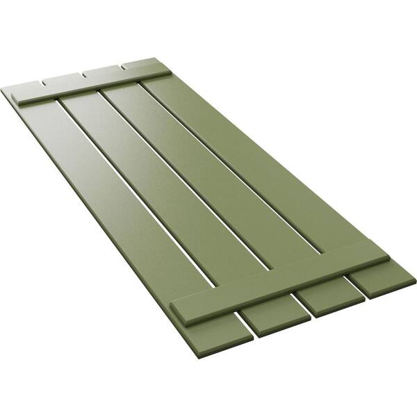 Ekena Millwork 23 in. x 72 in. True Fit PVC Four Board Spaced Board and Batten Shutters Pair in Moss Green