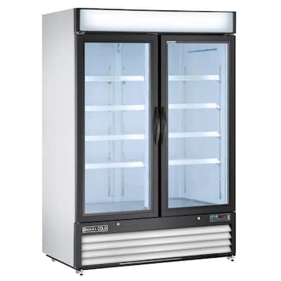 54 in. 48 cu. ft. Double Glass Door Merchandiser Refrigerator, Free Standing in White