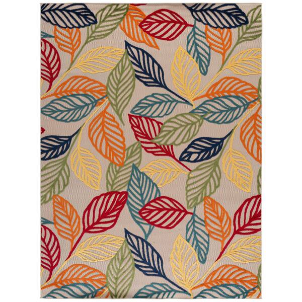 Cabana 10 x 14 Ivory/Green Leaf Area Rug