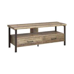 59in. Weathered Pine TV Console with 2 Drawers Fits TV's up to 64in.