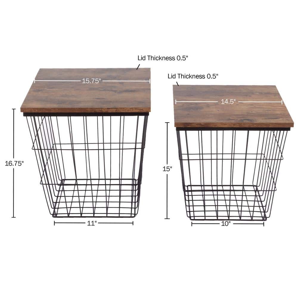 Industrial Farmhouse Nesting End Tables with Storage