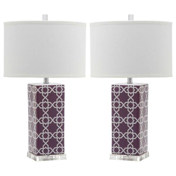 Safavieh Quatrefoil 27 in. Light Purple Table Lamp (Set of 2)